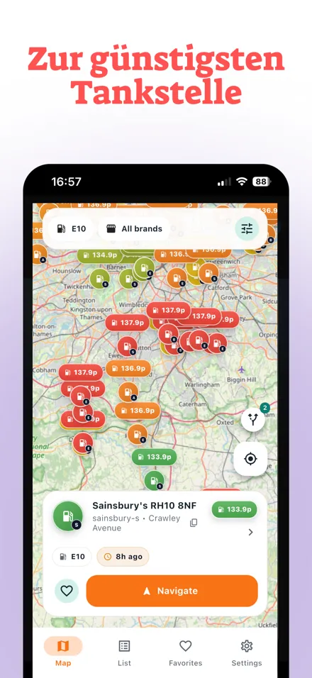 Zur günstigsten Tankstelle navigieren